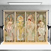 Lofaris Art Nouveau Vinatge Elegant Female Mural Backdrop